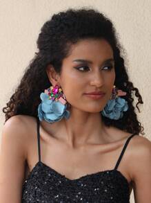 1 Pair Of Evening Rhinestone Flower Earrings Suitable For Ladies Parties And Daily Wear Valentines - 1 Pair Of Evening Rhinestone Flower Earrings - View 13