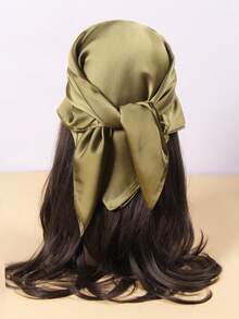 1條女士純色雪紡70cm方巾,薄絲頭帶適用於街舞,時尚休閒 - 彩色 - 查看 16