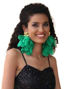 1 cặp hoa tai vải thiết kế hoa phóng đại cho tiệc tối, ngày lễ và đeo hàng ngày Valentine, mẹ, mẹ, ngày của mẹ, quà tặng - Bông tai hoa vải một thời - Xem 4