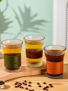 泡茶器垂直條紋玻璃杯,風琴腰,咖啡杯,禮物杯,牛奶果汁杯,保溫 - 彩色 - 查看 1