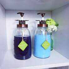 Farmhouse Mason Jar Style Laundry Detergent Dispenser For Laundry Room - Two 50oz Glass Jars Fabric Softener Dispenser, Liquid Laundry Soap Dispenser