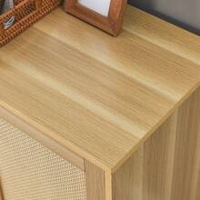 Rattan 2 Door Cabinet,With 1 Adjustable Inner Shelves - Màu Khaki - Xem 9