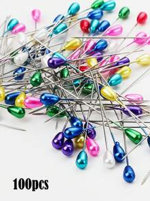 100 piezas de alfileres de posicionamiento coloridos hechos a mano, adecuados para coser y ropa de cama - fáciles de usar y duraderos - Multicolor - Ver 1