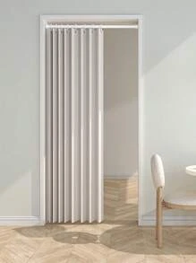 1 件手风琴式褶皱折叠门帘，波浪图案房间隔断装饰，适用于客厅、卧室、玄关、衣柜