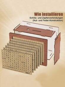 1set Wooden Money Box, Money Box, Money Box With Digital Crossover, Money Box With Counter, Reusable Money Box Set, Complete With 8 Savings Goals - Brown - View 5