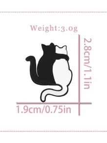 1pc Black And White Cat Enamel Pins Hugging Cats Brooches Cartoon Cute Animal Backpack Lapel Custom Badges Jewelry Gifts For Friends - A - View 4