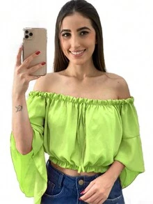 Women Blouses - Màu xanh chanh - Xem 2