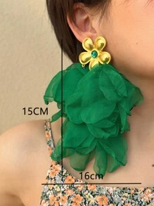 1 cặp hoa tai vải thiết kế hoa phóng đại cho tiệc tối, ngày lễ và đeo hàng ngày Valentine, mẹ, mẹ, ngày của mẹ, quà tặng - Bông tai hoa vải một thời - Xem 7