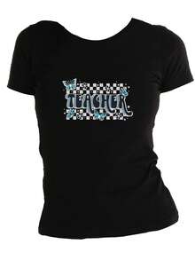 Playera Algodon Teacher maestra mariposas azules monarca - Negro - Ver 1