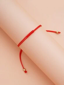 1 Pieza Creativo Vintage Siete Nudos Hilo Rojo De La Suerte Tejido Tobillera Para Mujeres - Rojo - Ver 4