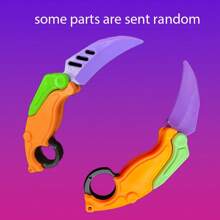 1pc Random Color Gravity 3d Printed Folding Claw Knife, Butterfly Trainer, Stress Relief Toy