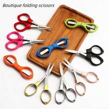 1pc Exquisite Folding Small Scissors, Zinc Alloy 8-Shaped Stretch Paper-Cutting Scissors, Multi-Functional Scissors For Office, Outdoor Travel, And Fishing Back To School,Back To School,School Supplies