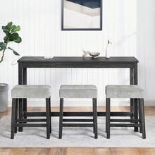 Bar Table Set With Power Outlet, Bar Table And Chairs Set, 4 Piece Dining Table Set, Industrial Breakfast Table Set, For Living Room, Dining Room, Game Room - 黑色 - 查看 3