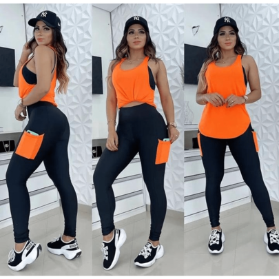 Calça Legging com bolso para celular - suplex Calça Legging Feminina Fitness Academia Suplex Cintura alta Com Bolso