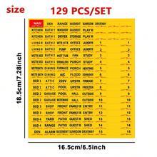 1sheet Yellow (129pcs) Circuit Breaker Stickers Electrical Panel Labels For Circuit Breaker Catalog, Classification, Identification, Self-Adhesive Paper - Multicolor - View 2