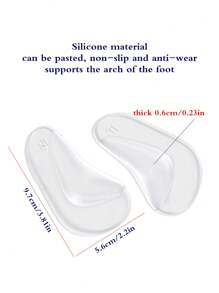 1-5 Cặp Miếng Đệm Bàn Chân Trước Bằng Silicon Tự Dính, Đế Trong Nửa Hỗ Trợ Vòm, Miếng Đệm Chống Trượt, Giảm Đau Chân, Thoải Mái Cho Nam Và Nữ - Trong sáng - Xem 4
