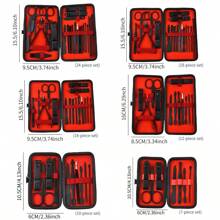 24 Stücke/ 18 Stücke/ 16 Stücke/ 12 Stücke/ 10 Stücke/ 7 Stücke/ 4 Stücke Schwarz Edelstahl Maniküre Werkzeug Set Inklusive Nagel Clipper Und Schneider