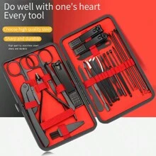 24 Stücke/ 18 Stücke/ 16 Stücke/ 12 Stücke/ 10 Stücke/ 7 Stücke/ 4 Stücke Schwarz Edelstahl Maniküre Werkzeug Set Inklusive Nagel Clipper Und Schneider