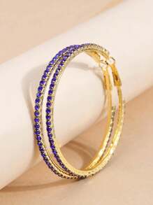 1pair Fashionable & Concise 6.0cm Rhinestone Elegant Women's Hoop Earrings - Silver - View 19