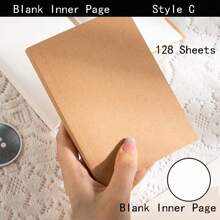 A5/A6 口袋笔记本，带 128 个水平线/空白/方格内页，学校用品，返校 - 杏色 - 查看 7