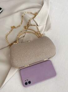 闪亮亮片，奢华迷你水晶装饰链条亮片盒包，晚宴手拿包，仿珍珠点缀，适合派对女孩、女士、新娘，完美适用于派对、婚礼、舞会、正式场合。这款闪亮优雅的斜挎钱包，女士晚宴手拿包，时尚蕾丝花卉图案，散发奢华气息。