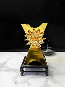 手工製作的鐵製香炉,水晶鑲嵌,金色花紋大尺寸香炉,適用於淨化空氣和檀香,適用於瑜伽、冥想和家居裝飾 - 金色 - 查看 4