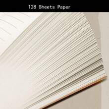 A5/A6 口袋笔记本，带 128 个水平线/空白/方格内页，学校用品，返校 - 杏色 - 查看 3