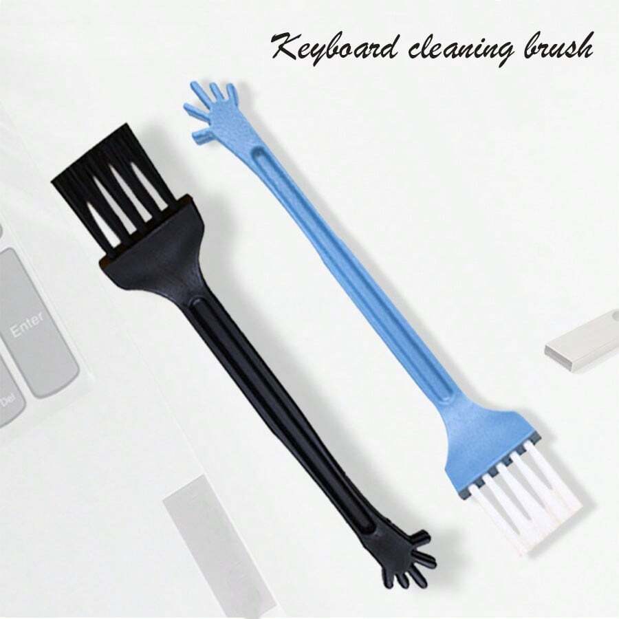 Six Two-Color Keyboard Cleaning Brushes, Camera Lenses, Knitted Brushes, Screen Dust Removal, Small Brush Accessories, Tools - Blue - View 1