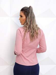 Camisa Manga Longa Slim | Camisete | Moda Evangélica |Blusa Feminina |SOCIAL - Nude - Visão 12