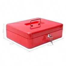Caja de Seguridad para Dinero con Llaves y Cerradura de Seguridad Caja de dinero con bandeja para dinero, cierre de metal con cerradura de llave para seguridad - Rojo - Ver 2