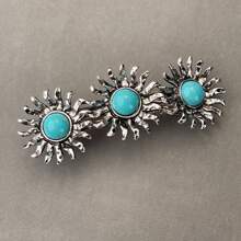 Western Country Style Flower Inlaid Turquoise Occipital Clip, Geometric Boho Fashion Hair Accessories For Women, Hair Clips, Hair Barrettes Claw Clips, School Stuff, Vacation Outfits Woman, Head Accessories, Hairpin - Multicolor - View 6