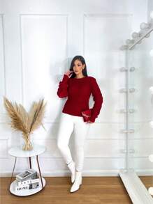 Women Sweaters - 紅色 - 查看 3