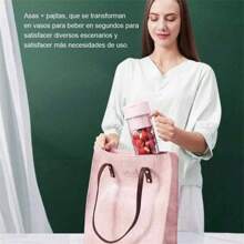 Vaso Licuadora Portátil de 420 ml Tipo Taza de 6 Aspas - Rosa - Ver 7
