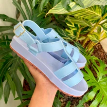 Women Flat Sandals - Màu xanh lam - Xem 2