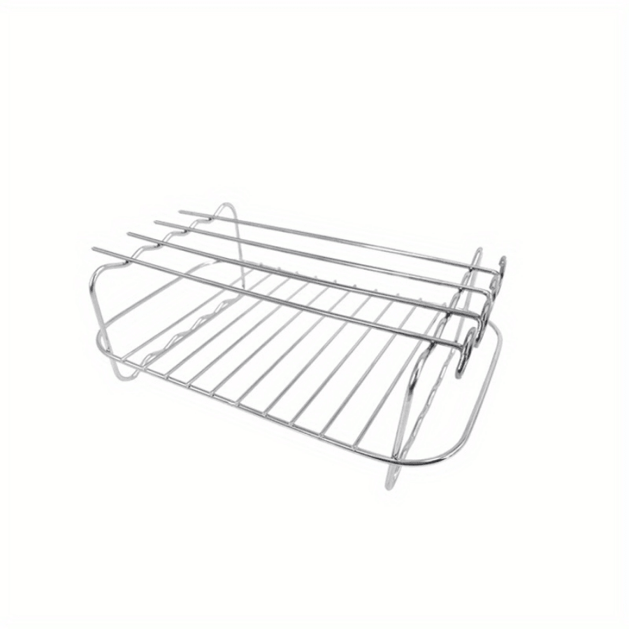 2pcs, Air Fryer Rack With 4 Skewers, Stainless Steel Double Layer