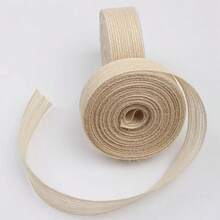 1pc 5Meters Natural Burlap Fabric With Burlap Ribbon For Christmas Tree Gift Wrapping Wedding Event Party Home Bows Crafts Decoration - Beige - View 4