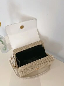 流苏编织盒，撞色拼布翻盖手提包，女士绳肩带，草编钱包，草编沙滩包，沙滩必需品，沙滩必需品，沙滩用品和夏季必需品，柳条包，夏季度假包，沙滩钱包，夏季、度假和日常使用的完美之选