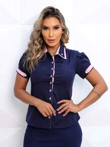 Women Blouses - 藏蓝色 - 查看 8