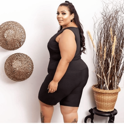 Bermuda Feminina Plus Size Suplex Básica Ginastica Academia Preta G1 G2 G3