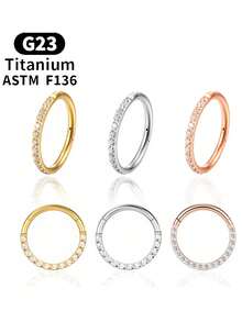 1 chiếc khuyên mũi kín bằng titan Zirconia, hoa tai tối giản thích hợp đeo hàng ngày, dành cho cả nam và nữ - Nhẫn mũi kim cương mặt phẳng - Xem 3