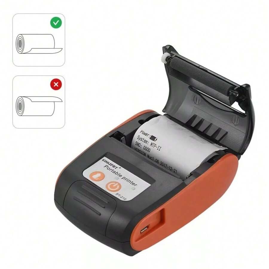 Impresora Térmica Mini Portátil De Color Naranja Con Bluetooth, Tipo Moderna Y Profesional - Naranja - Ver 1