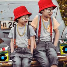 4 Piezas Kit De Disfraz De Hip Hop, Gorra, Gafas De Sol, Cadena De Oro, Accesorios De Rapero De Los Años 80/90 Para Fiesta De Cosplay - Rojo - Ver 6