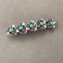 Western Country Style Flower Inlaid Turquoise Occipital Clip, Geometric Boho Fashion Hair Accessories For Women, Hair Clips, Hair Barrettes Claw Clips, School Stuff, Vacation Outfits Woman, Head Accessories, Hairpin - Multicolor - View 12