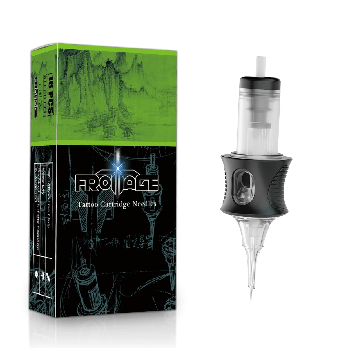 Cartucho para tatuaje profesional RL ROUND LINER 16 PIEZAS FROTTAGE TATTOO TATUAR - Negro - Ver 1
