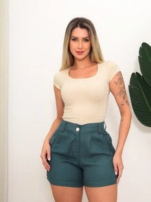 Vibe Women Shorts - 軍綠色 - 查看 4