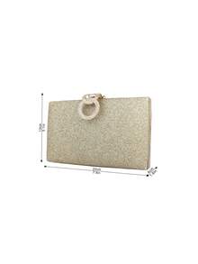 Gretel Women's Hard Shell Clutch Bag For Evening Party Prom Night, Rectangle Shaped, Rhinestone Decoration - Gold - View 10
