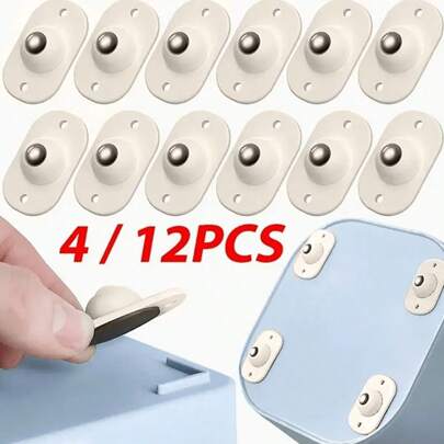 4/12 Piezas Ruedas Giratorias Autoadhesivas, Ruedas Universales De Cojinete De Bolas Para Cajas De Almacenamiento Debajo De La Cama, Fáciles De Mover