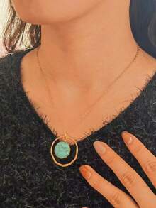 1pc Multicolor Stone Necklace - Multi Color Stone Pendant - View 2