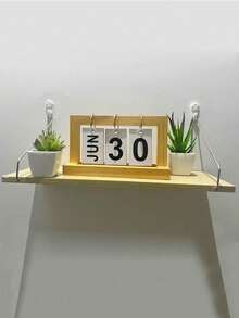 1入組30cm/40cm/50cm/60cm的浮動式架子,帶有古董風格的木製貯物架,用於牆面裝飾（不需鑽孔）,適用於浴室、臥室和廚房 - 黃色 - 查看 2