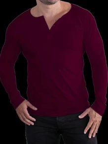 Men Shirts - 酒紅色 - 查看 1
